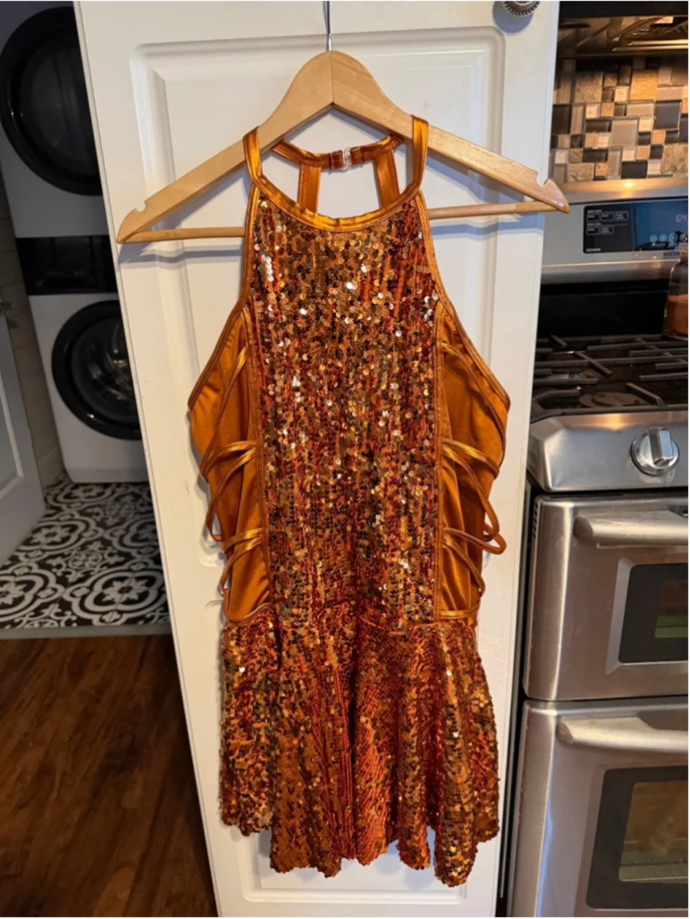 Weissman Adult Copper Ultra Sparkle Sequin Skater Dress